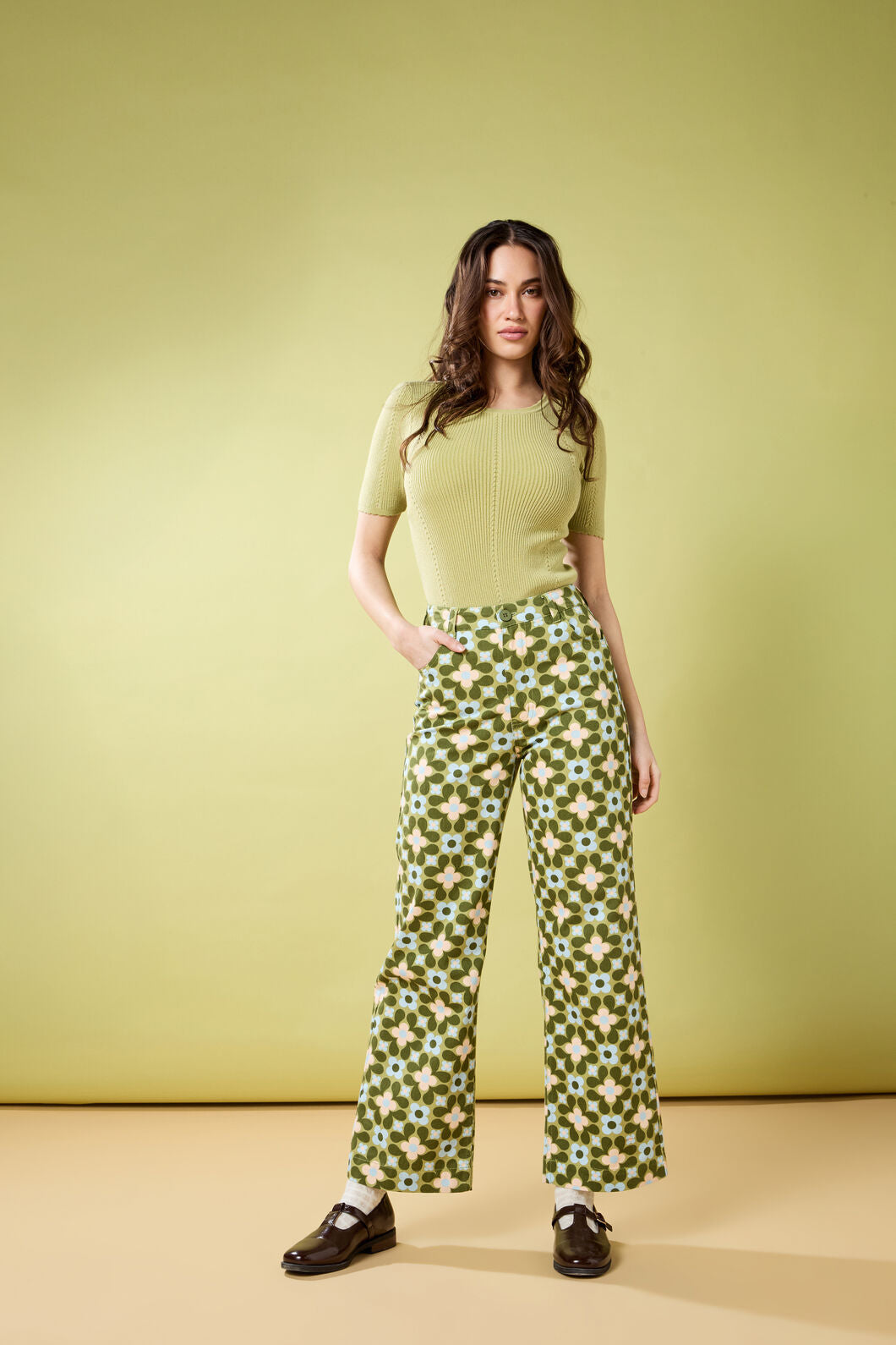 Princess Highway - Ginny 60's Printed Jean - green