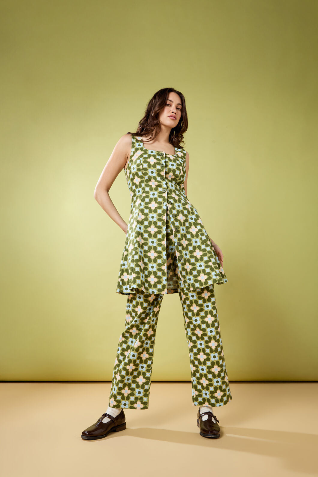 Princess Highway - Ginny 60's Printed Jean - green