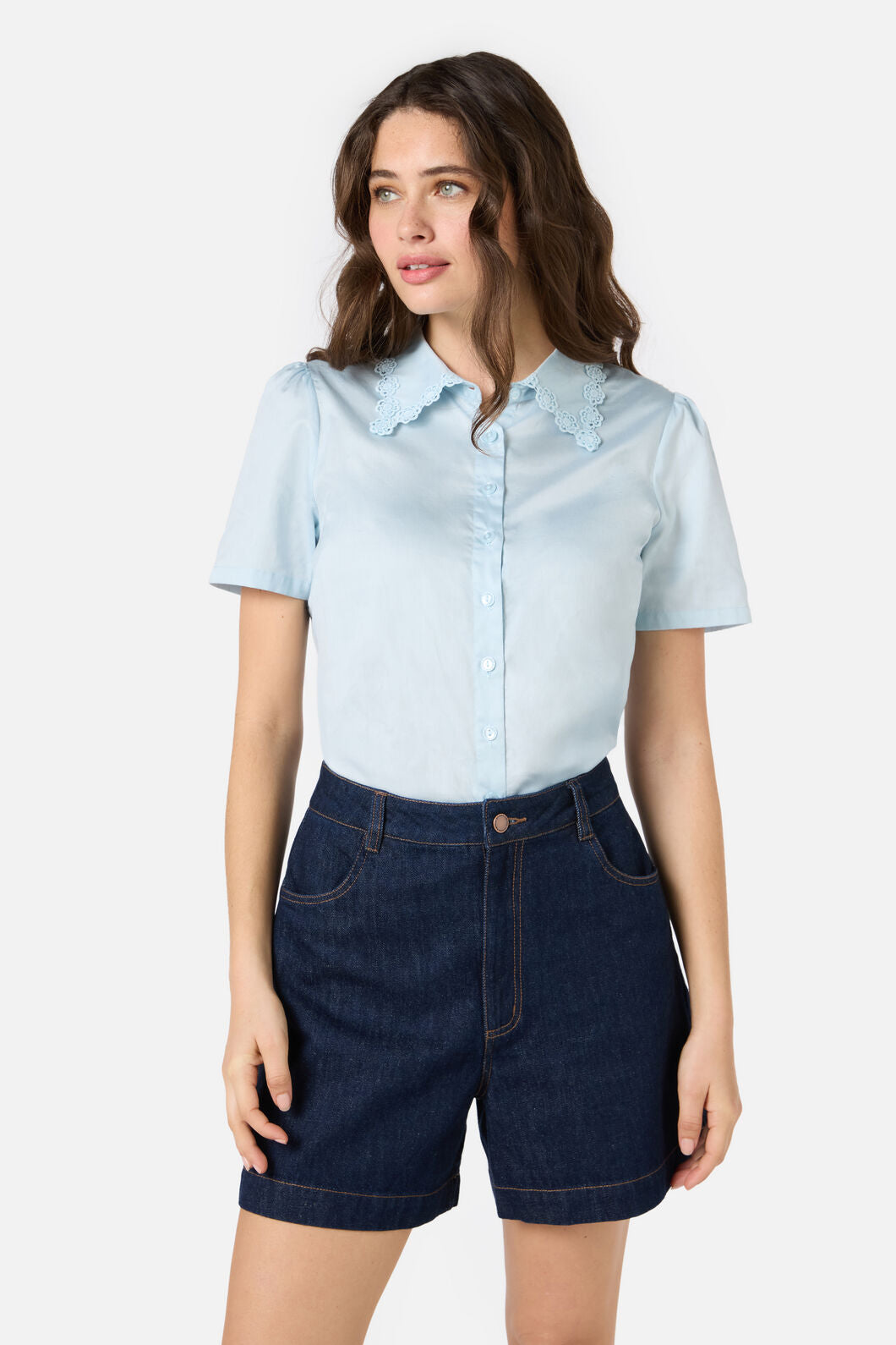 Princess Highway - Lacey Collar Blouse - blue
