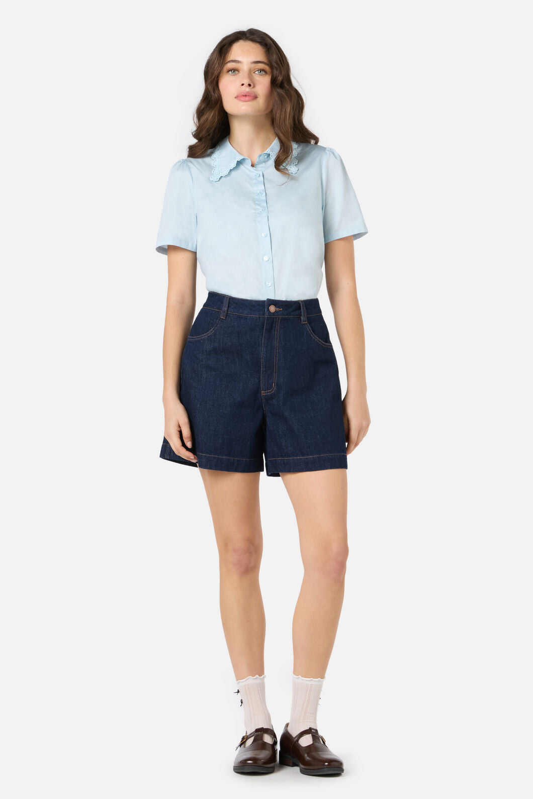 Princess Highway - Lacey Collar Blouse - blue