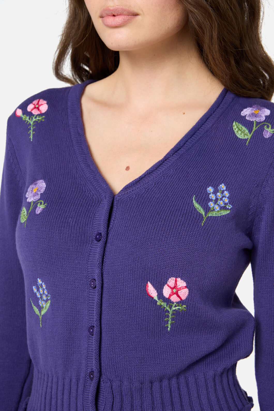 Princess Highway - Flower Patch Emb Cardigan - purple
