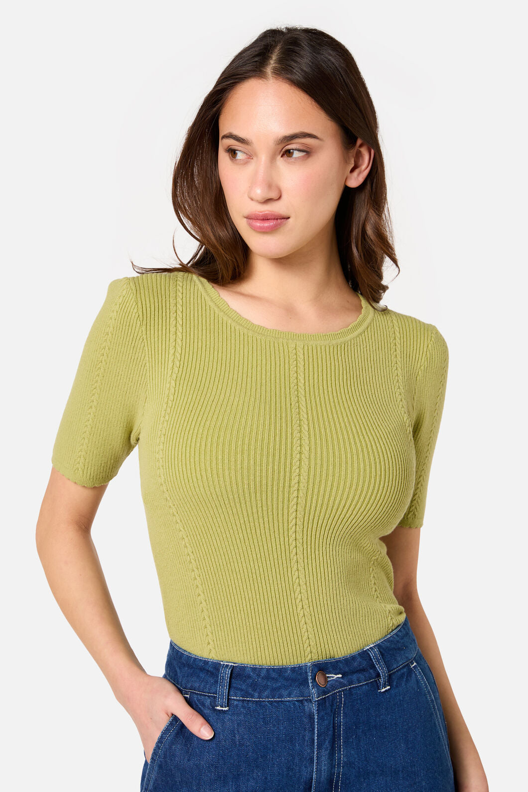 Princess Highway - Susie Rib Knit Top - soft-green