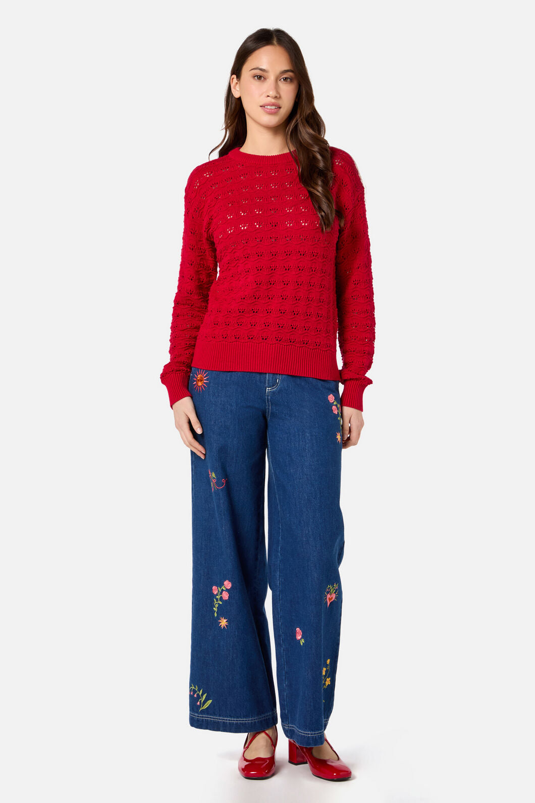 Princess Highway - Bea Lacey Knit Jumper - red