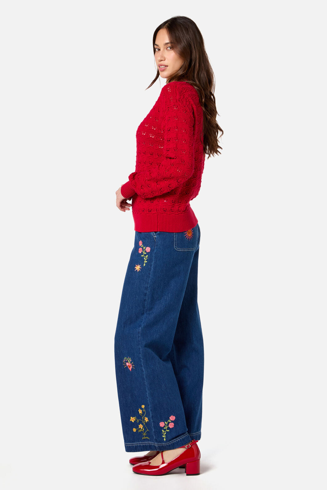 Princess Highway - Bea Lacey Knit Jumper - red