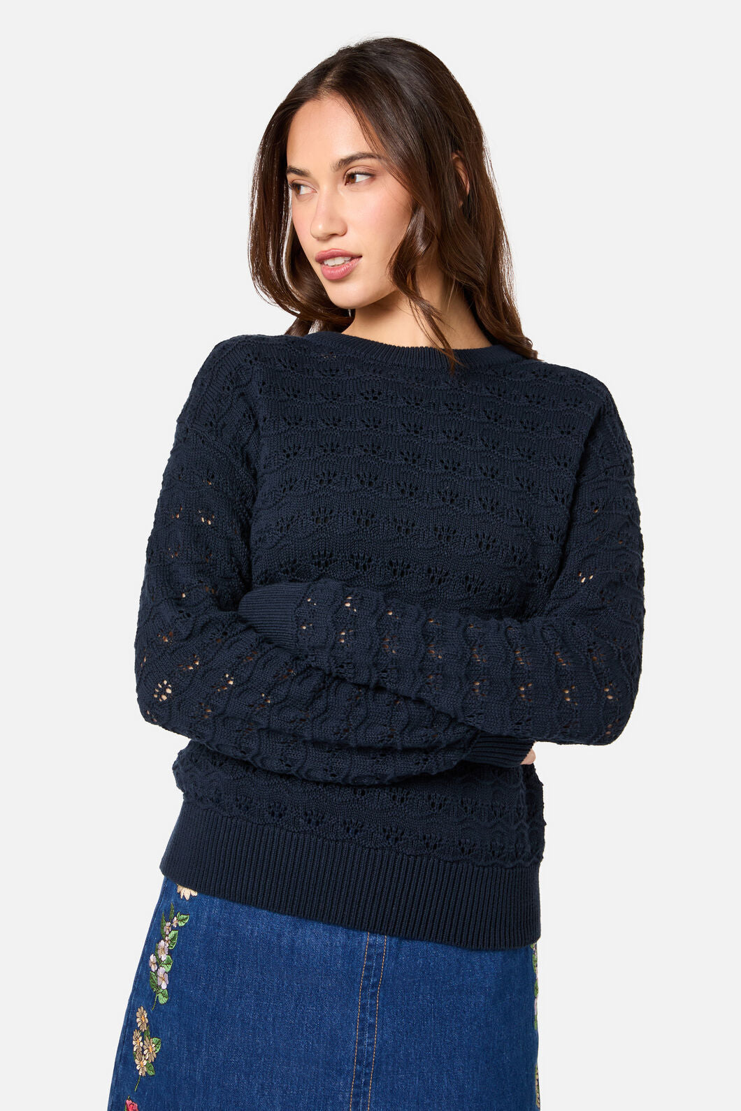 Princess Highway - Bea Lacey Knit Jumper - navy