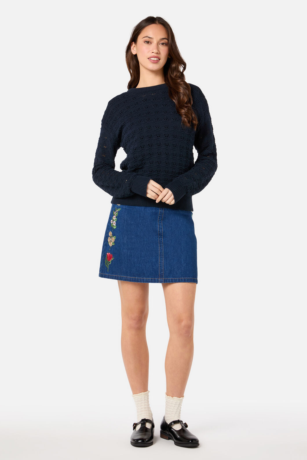 Princess Highway - Bea Lacey Knit Jumper - navy