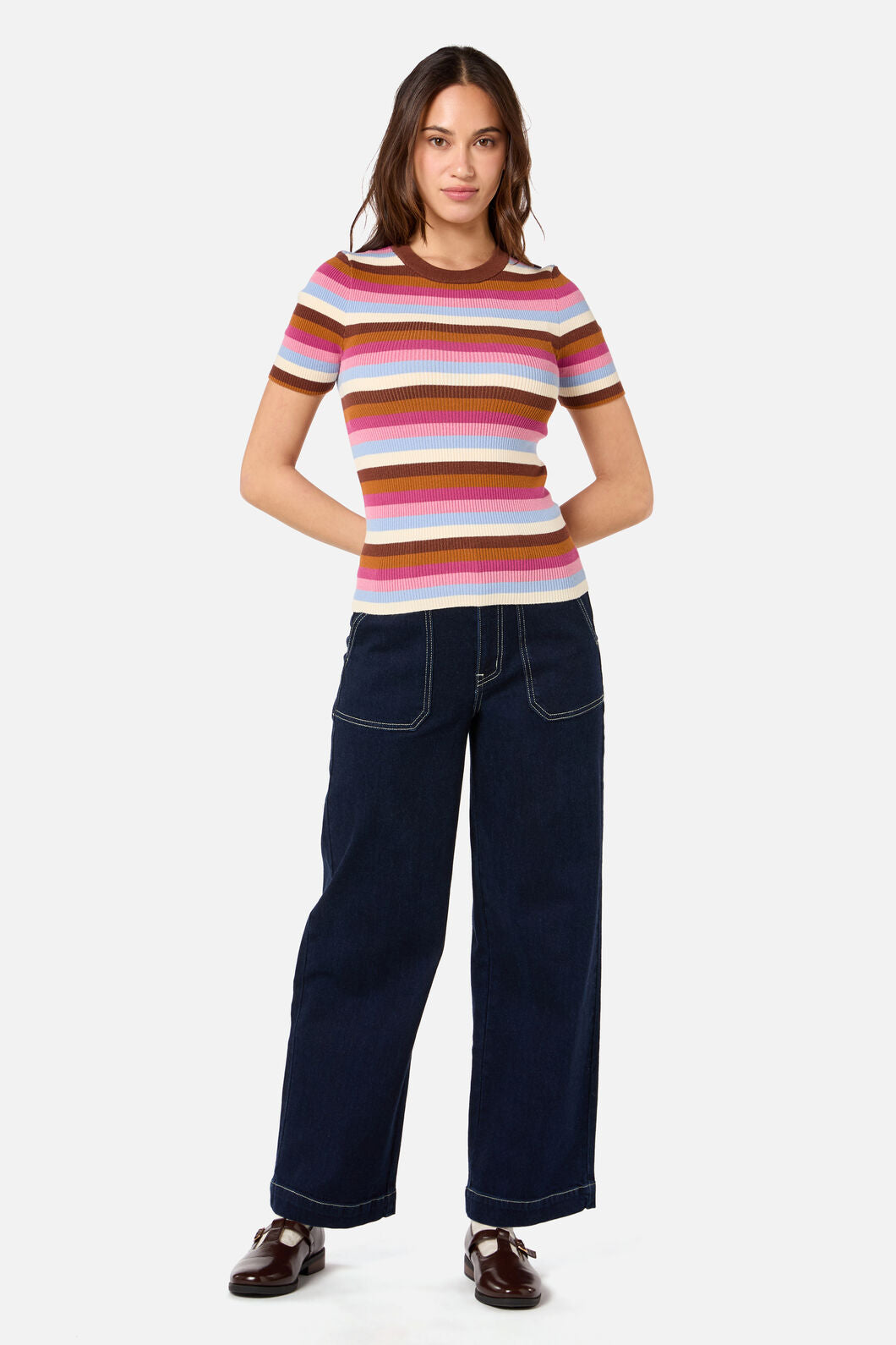 Princess Highway - Skye Stripe Rib Knit Top - blue-multi