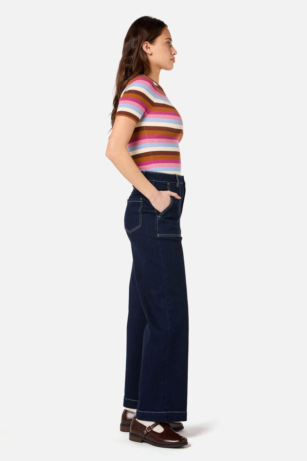 Princess Highway - Skye Stripe Rib Knit Top - blue-multi