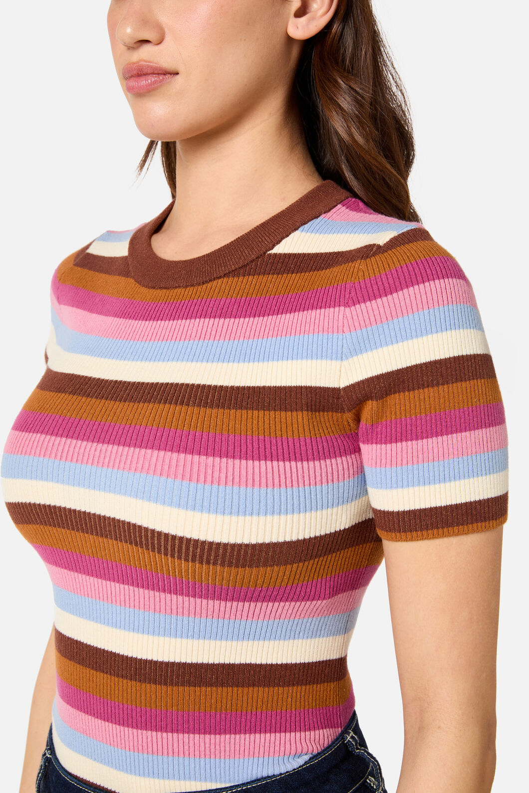 Princess Highway - Skye Stripe Rib Knit Top - blue-multi