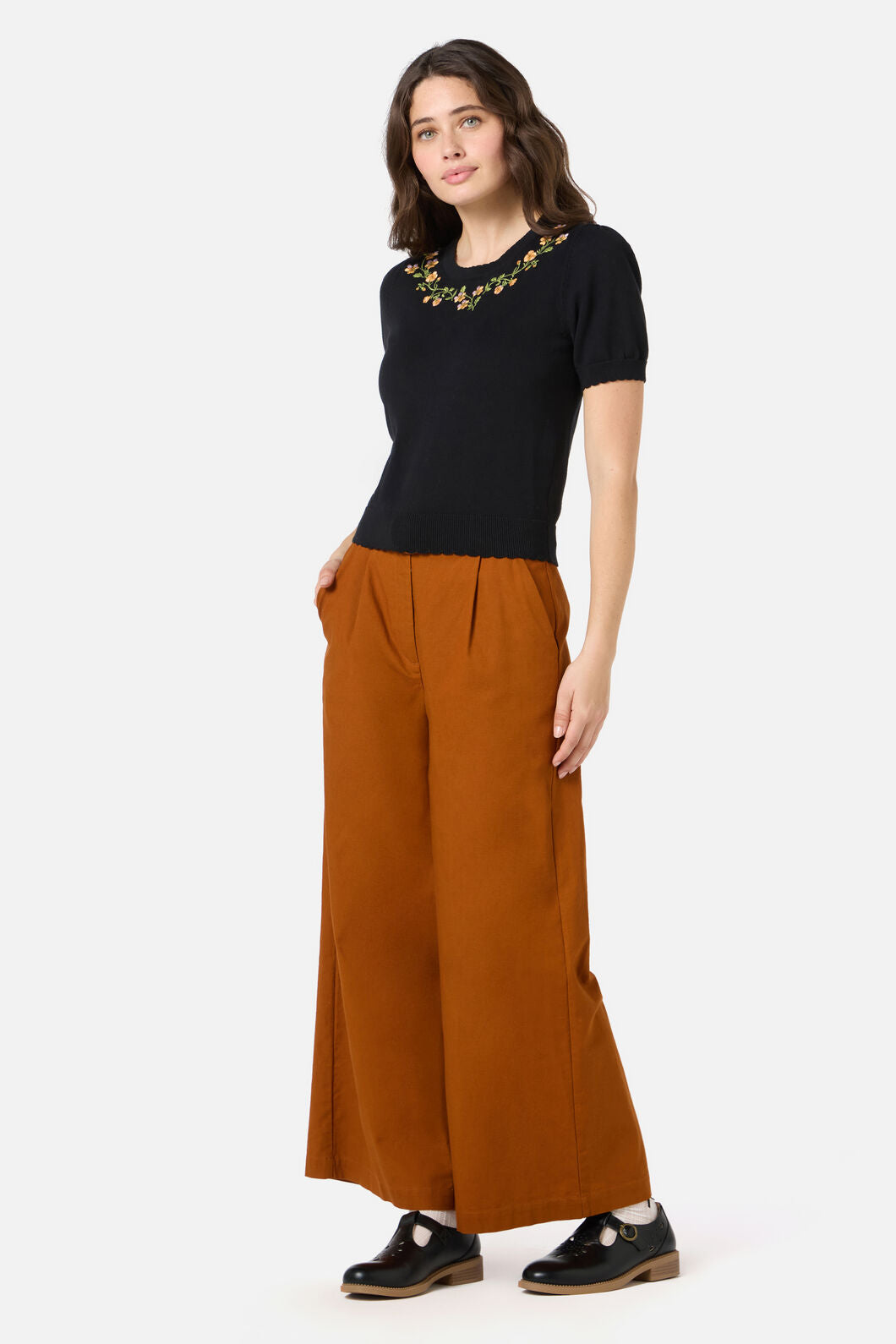 Princess Highway - Alyssa Embroidered Knit Top - black