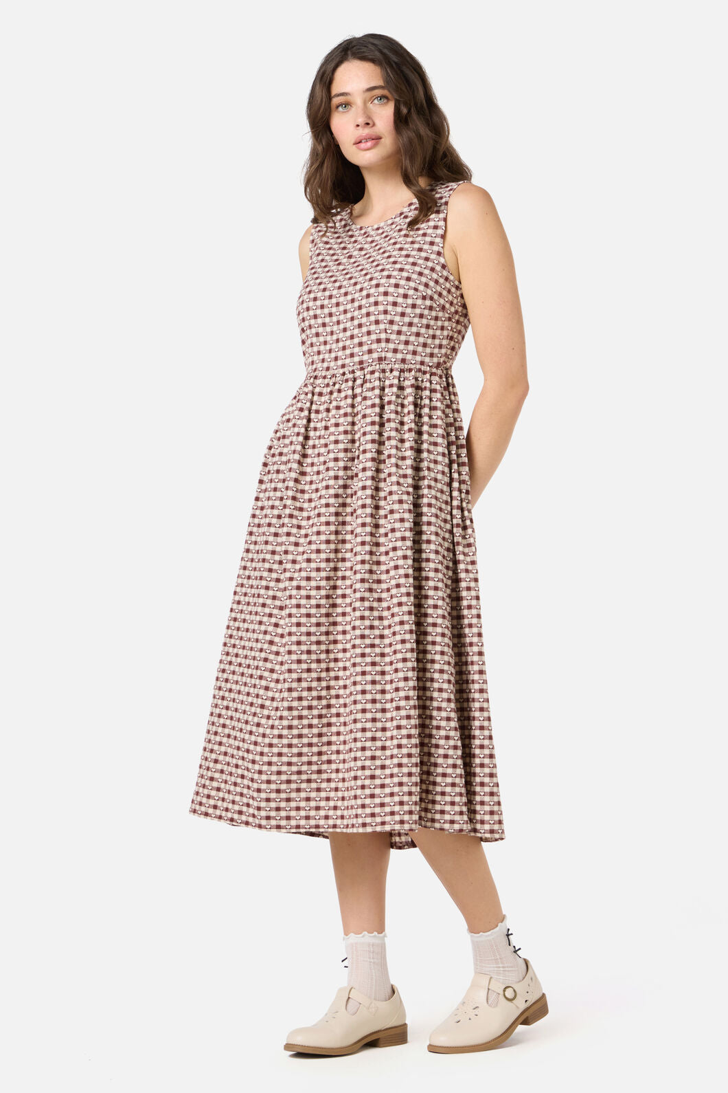 Princess Highway - Sweetheart Check Midi Dress - chocolate