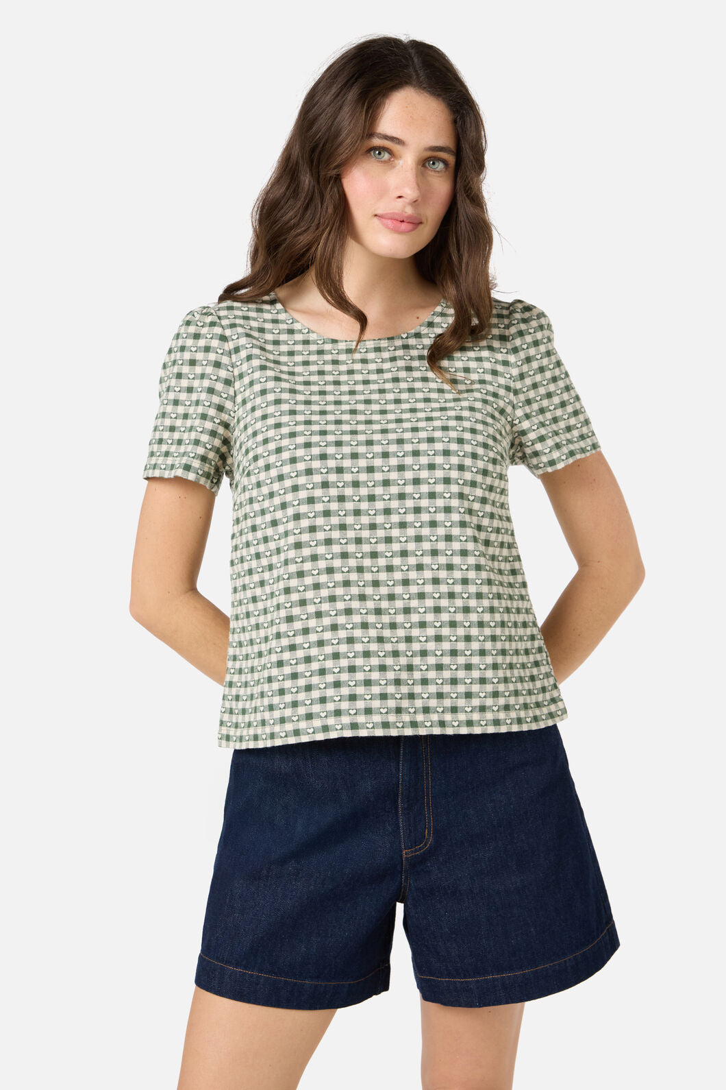 Princess Highway - Sweetheart Check Top - green