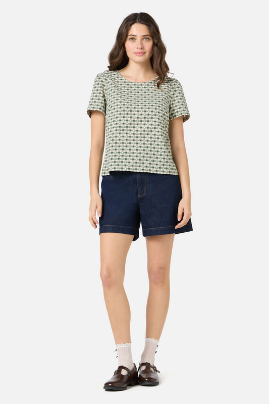 Princess Highway - Sweetheart Check Top - green