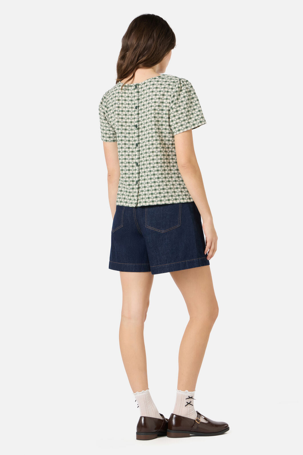Princess Highway - Sweetheart Check Top - green