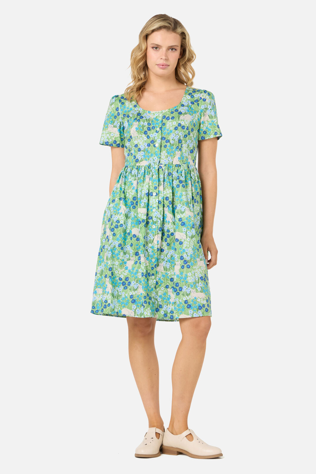 Princess Highway - Cat & Flora Short Sleeve Dress - blue