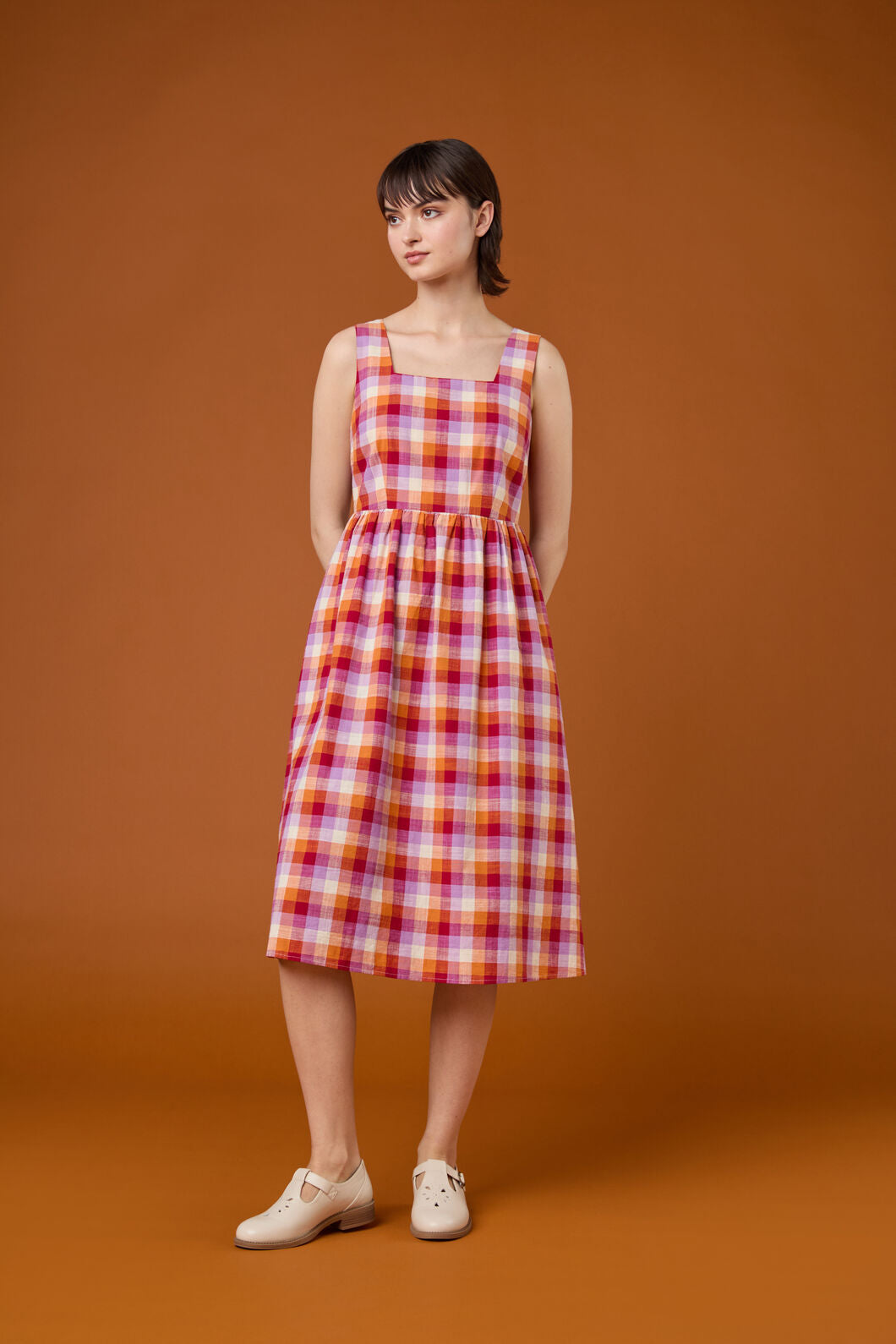 Princess Highway - Cassie Check Midi Dress - red-multi