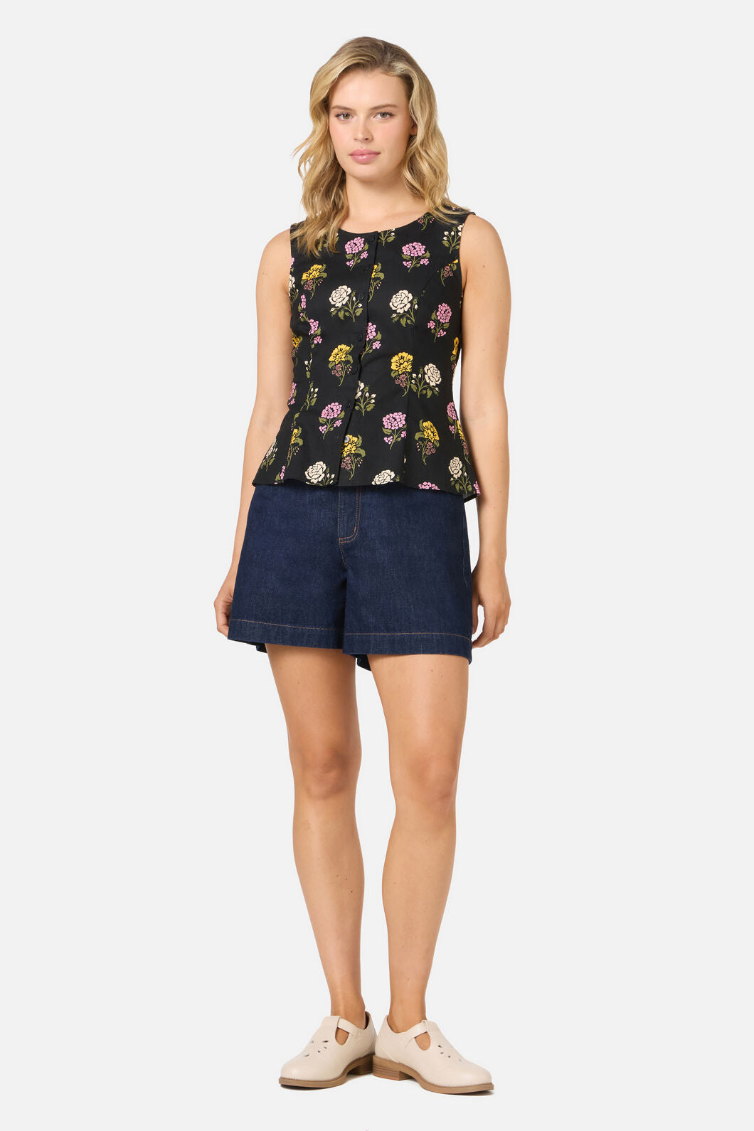 Princess Highway - Astrid Rose Button Front Top - black