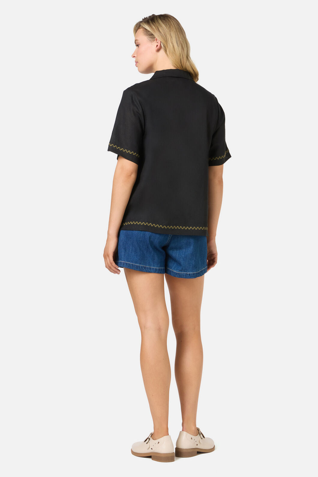 Princess Highway - Astrid Rose Embroidered Shirt - black