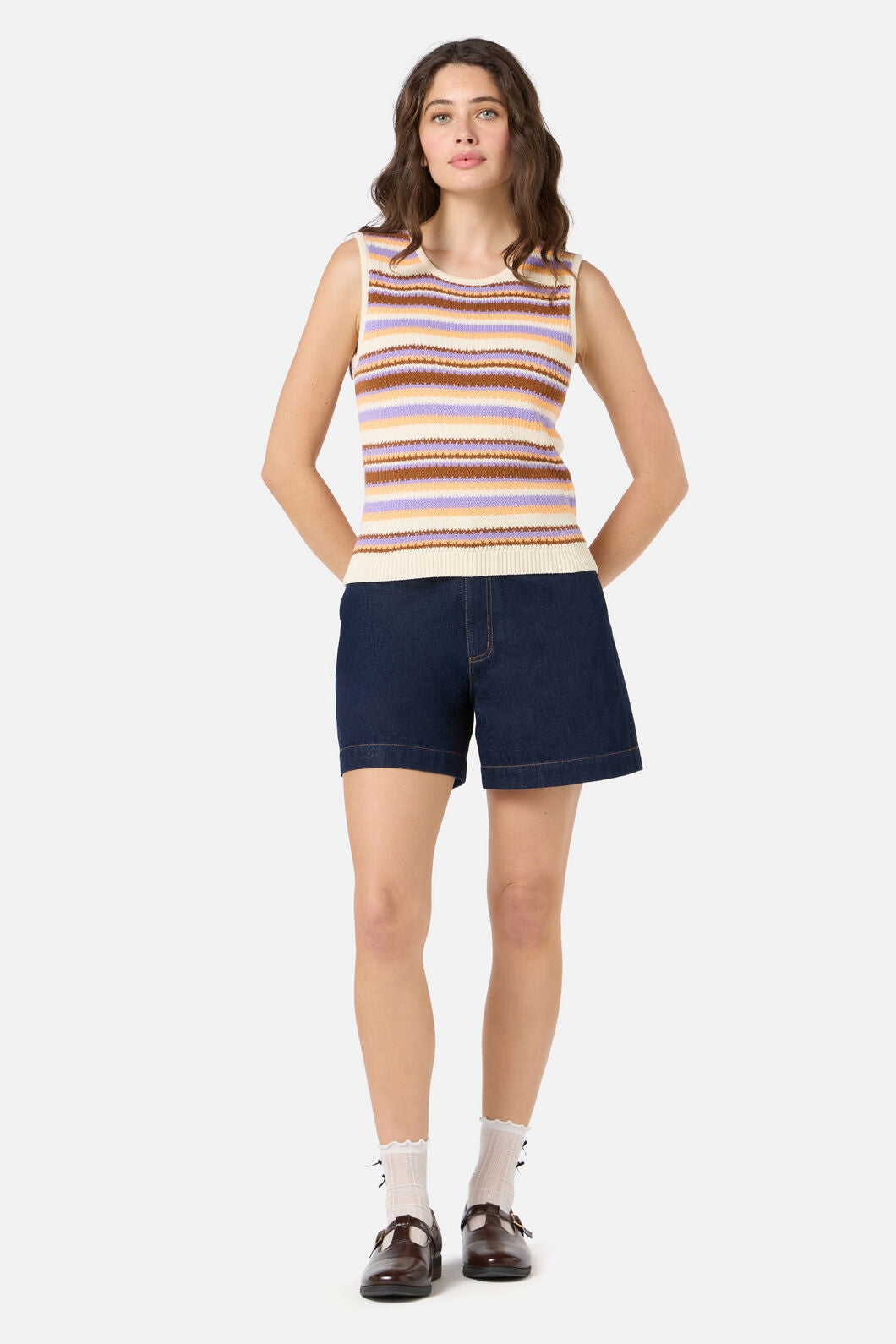 Princess Highway - Sunset Stripe Knit Tank - choco-multi
