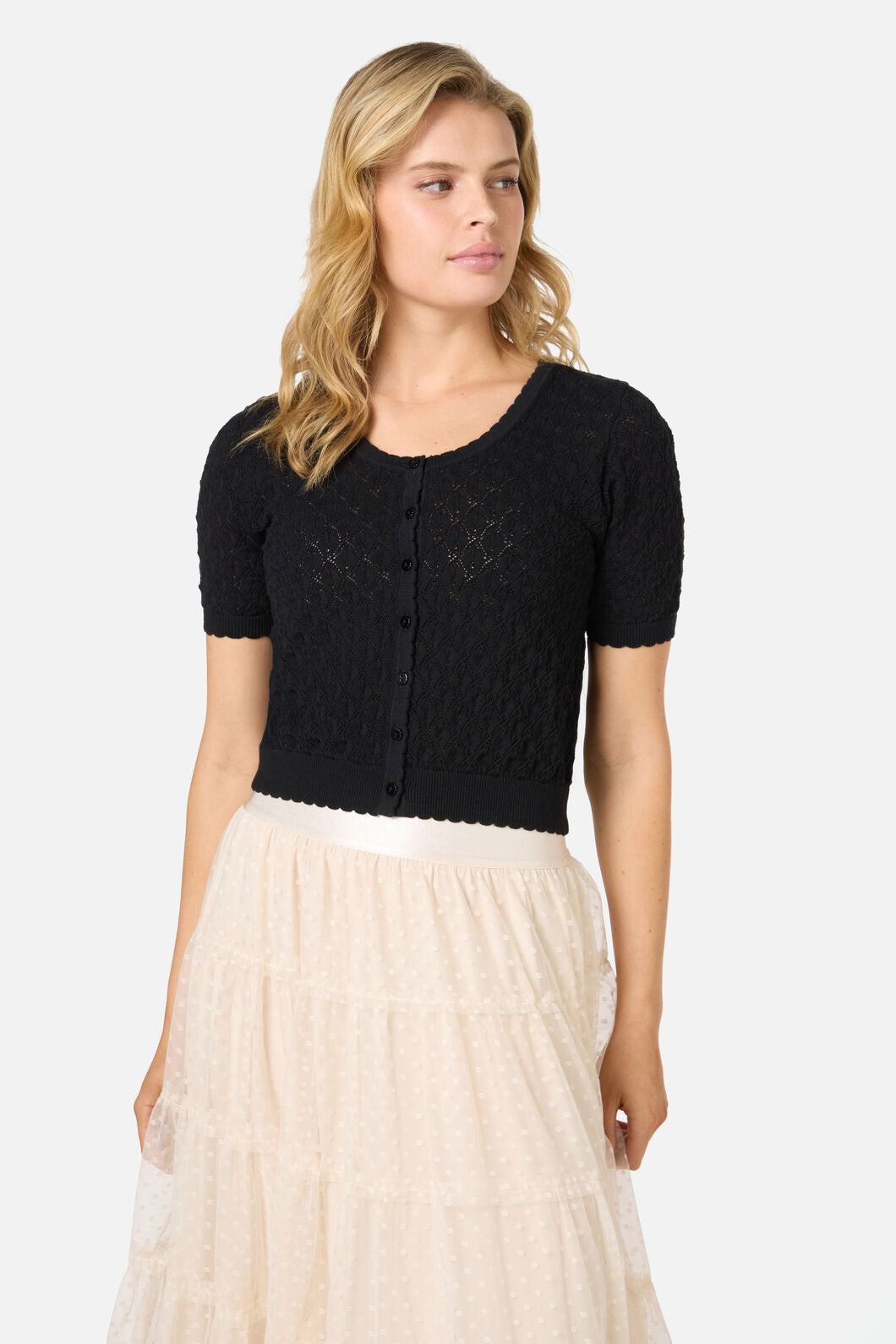 Princess Highway - Lacey Short Sleeve Cardigan - black