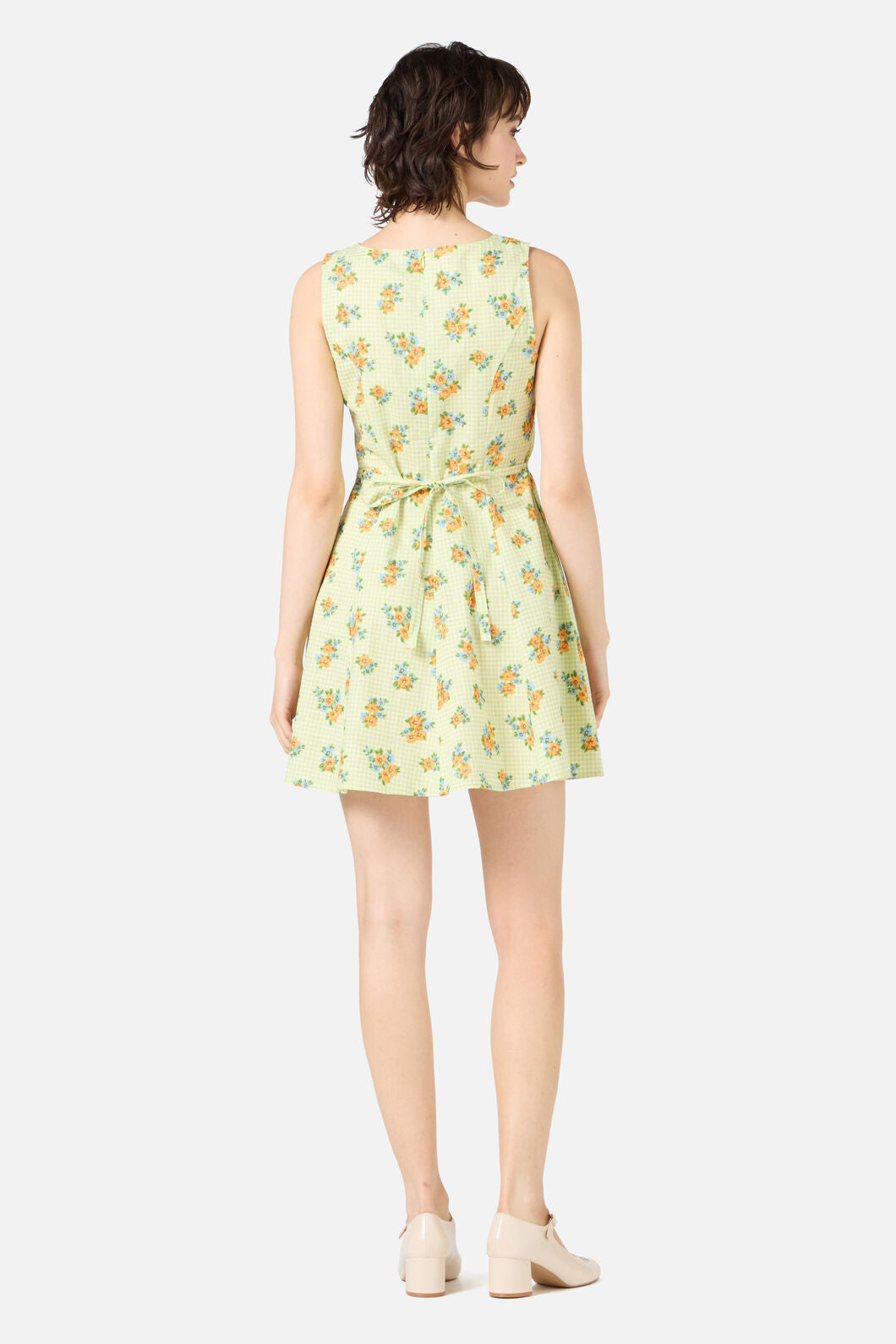 Princess Highway - Gingham Floral Shift Dress - green
