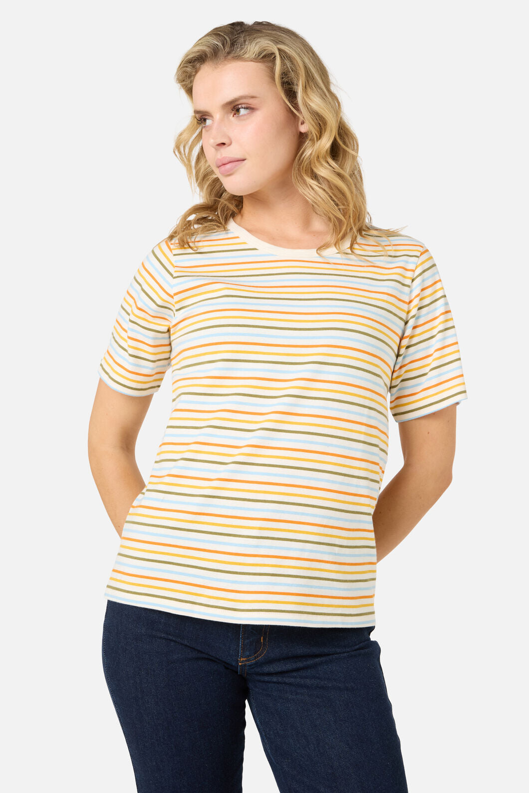 Princess Highway - Susie Retro Stripe Tee - cream-multi