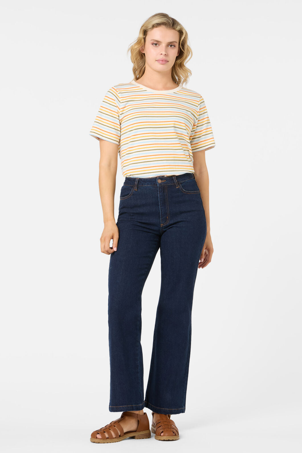 Princess Highway - Susie Retro Stripe Tee - cream-multi