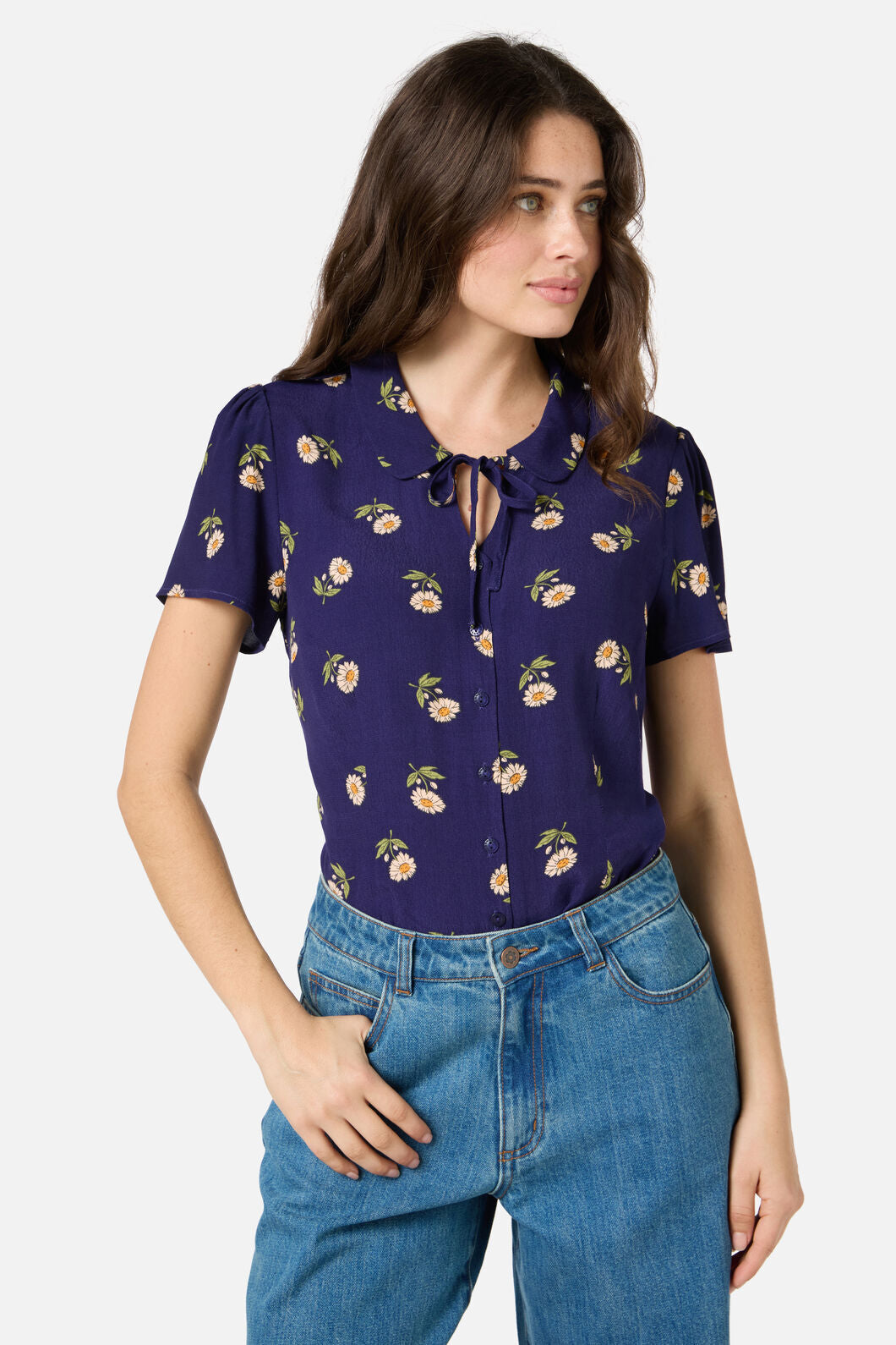 Princess Highway - Marguerite Daisy Blouse - navy