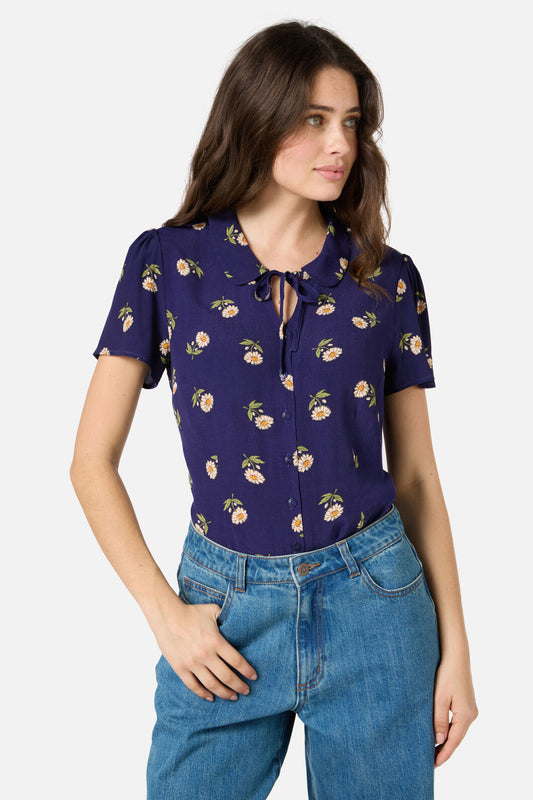 Princess Highway - Marguerite Daisy Blouse - navy