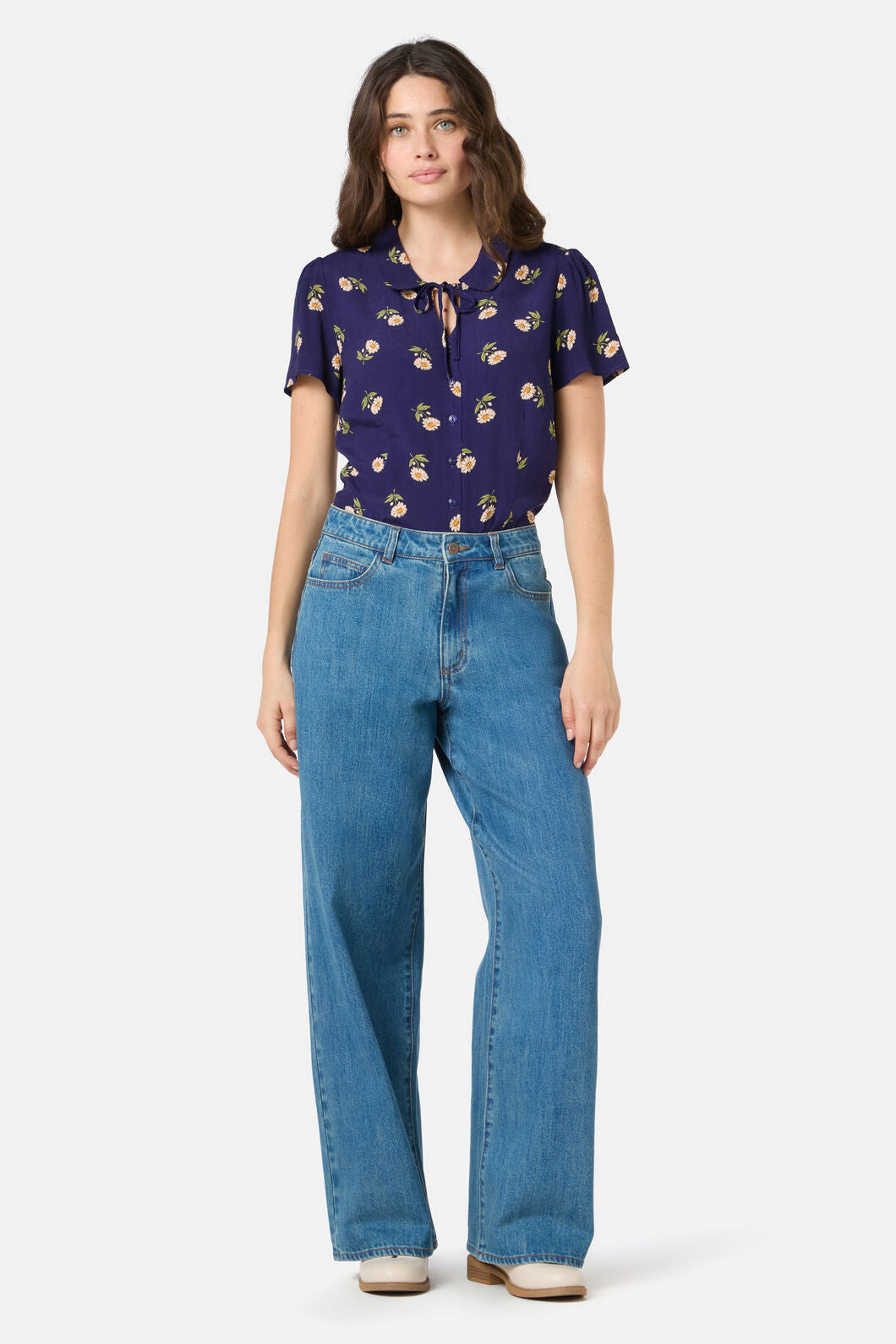 Princess Highway - Marguerite Daisy Blouse - navy