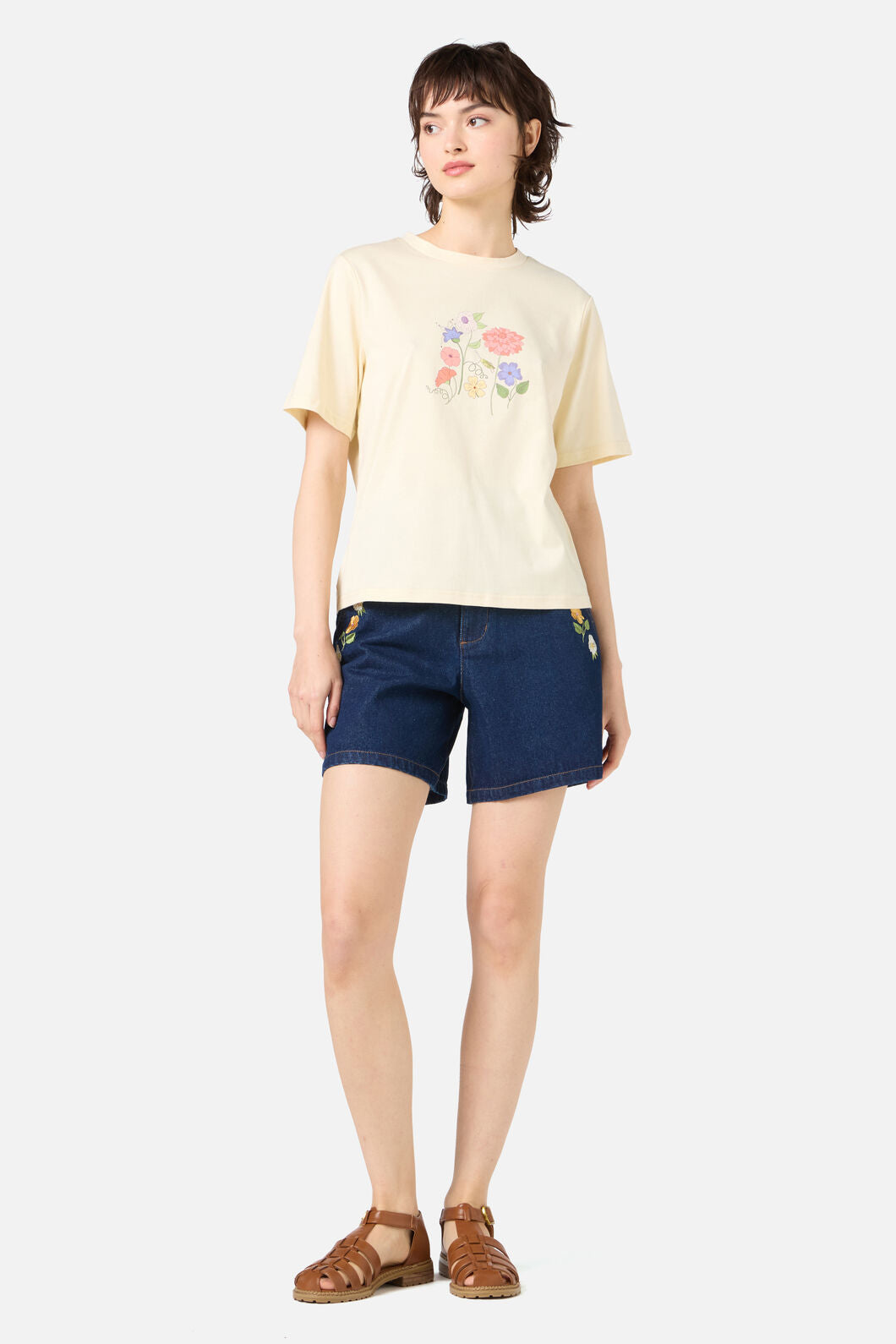 Princess Highway - Grasshopper Floral Relaxed Tee - lemon