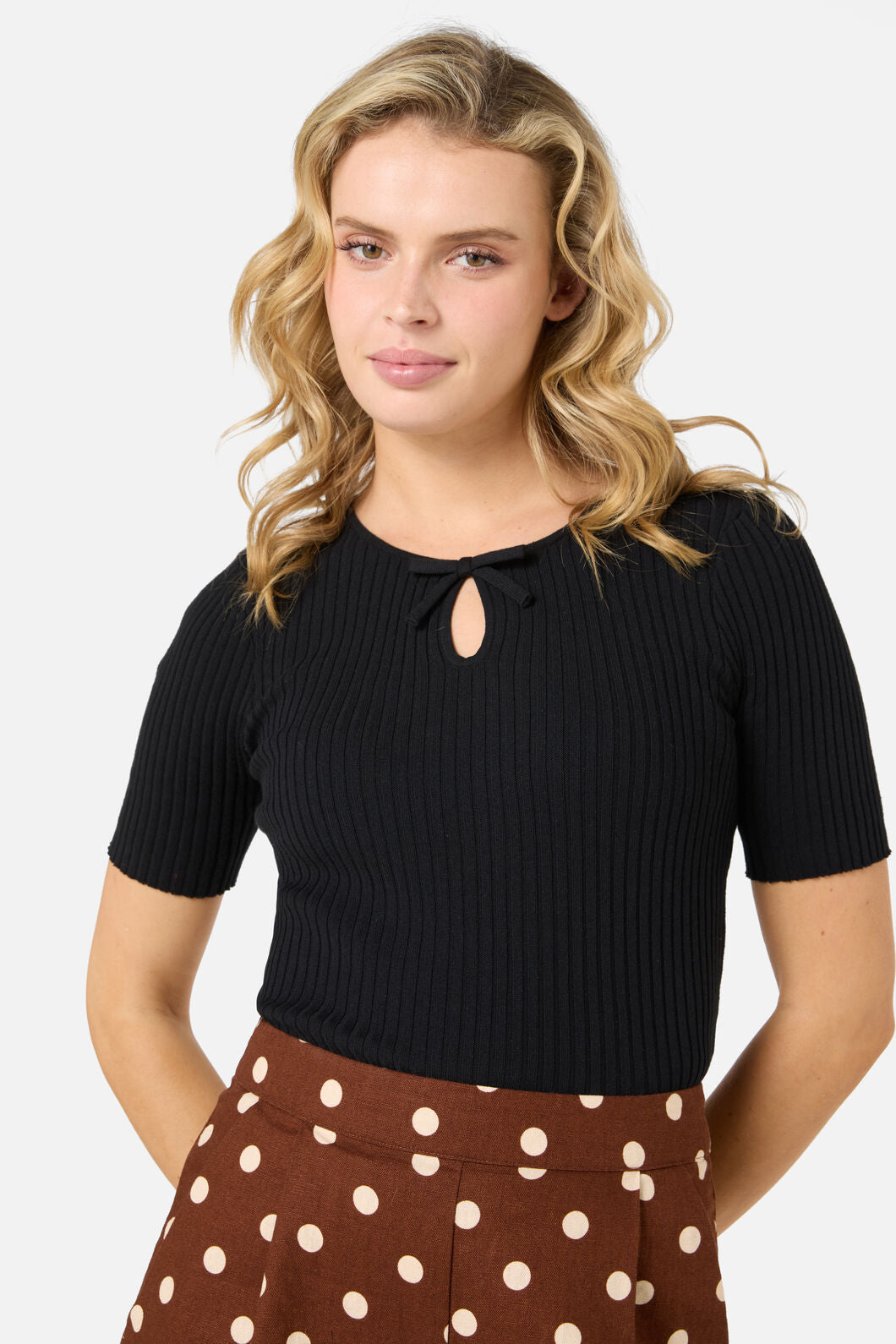 Princess Highway - Sara Bow Knit Top - black