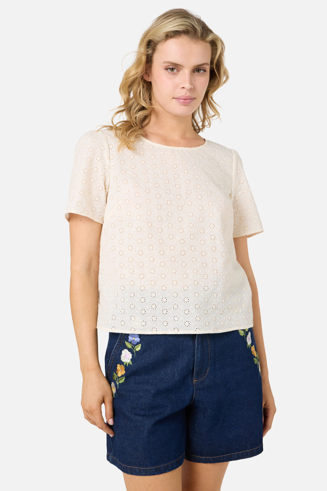 Princess Highway - Asher Broderie Top - cream