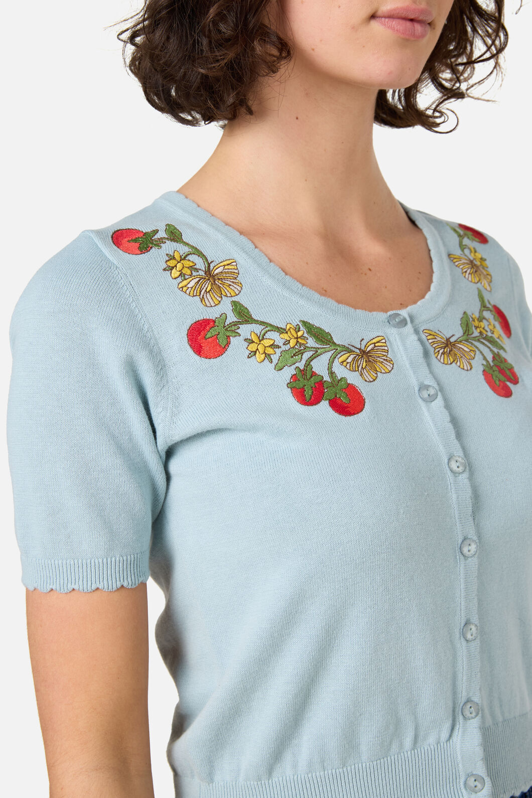 Princess Highway - Tomatoes Embroidered Cardigan - blue