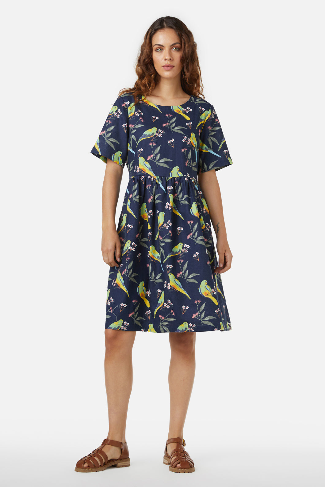 Princess Highway - Parrot Smock Dress - navy