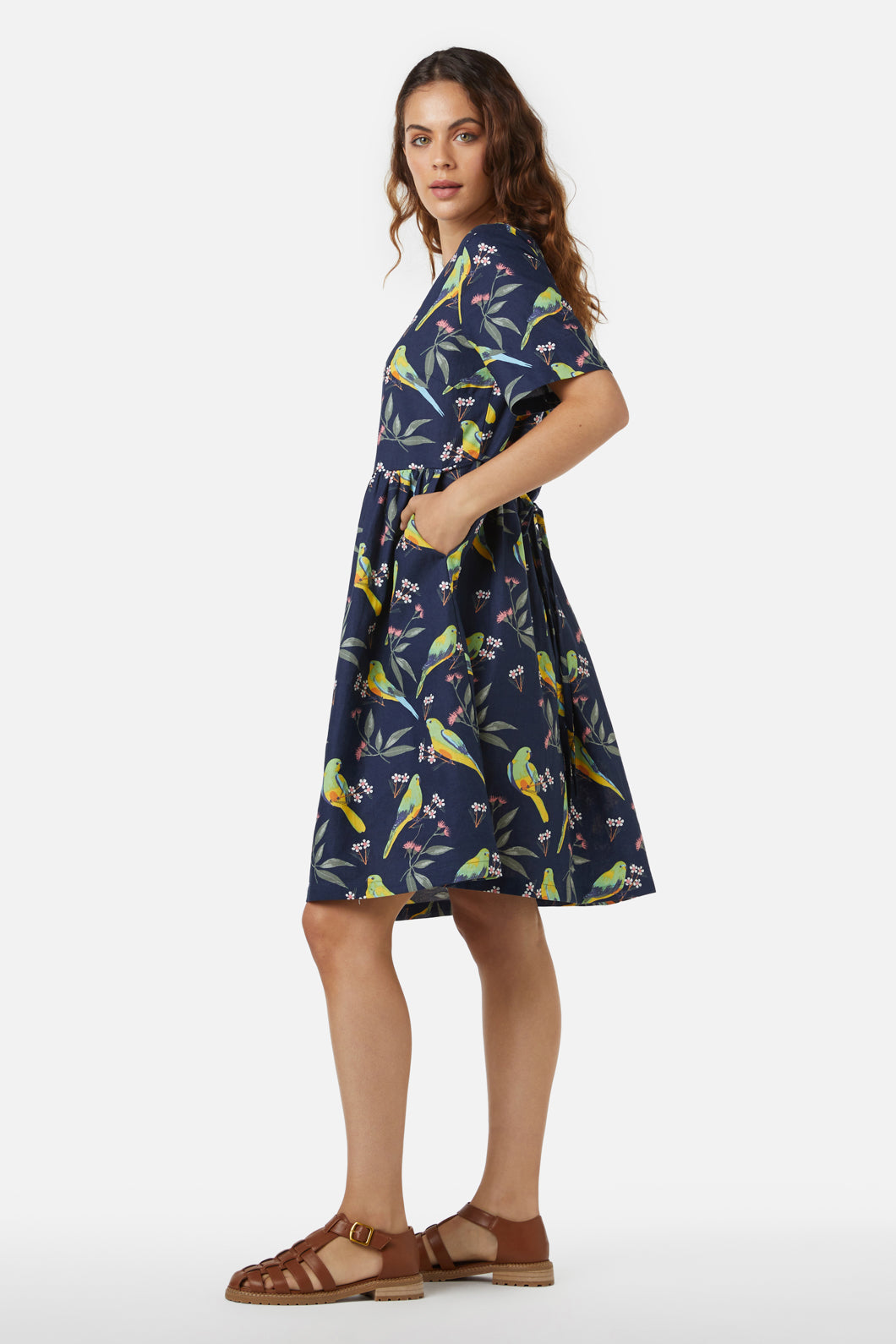 Princess Highway - Parrot Smock Dress - navy