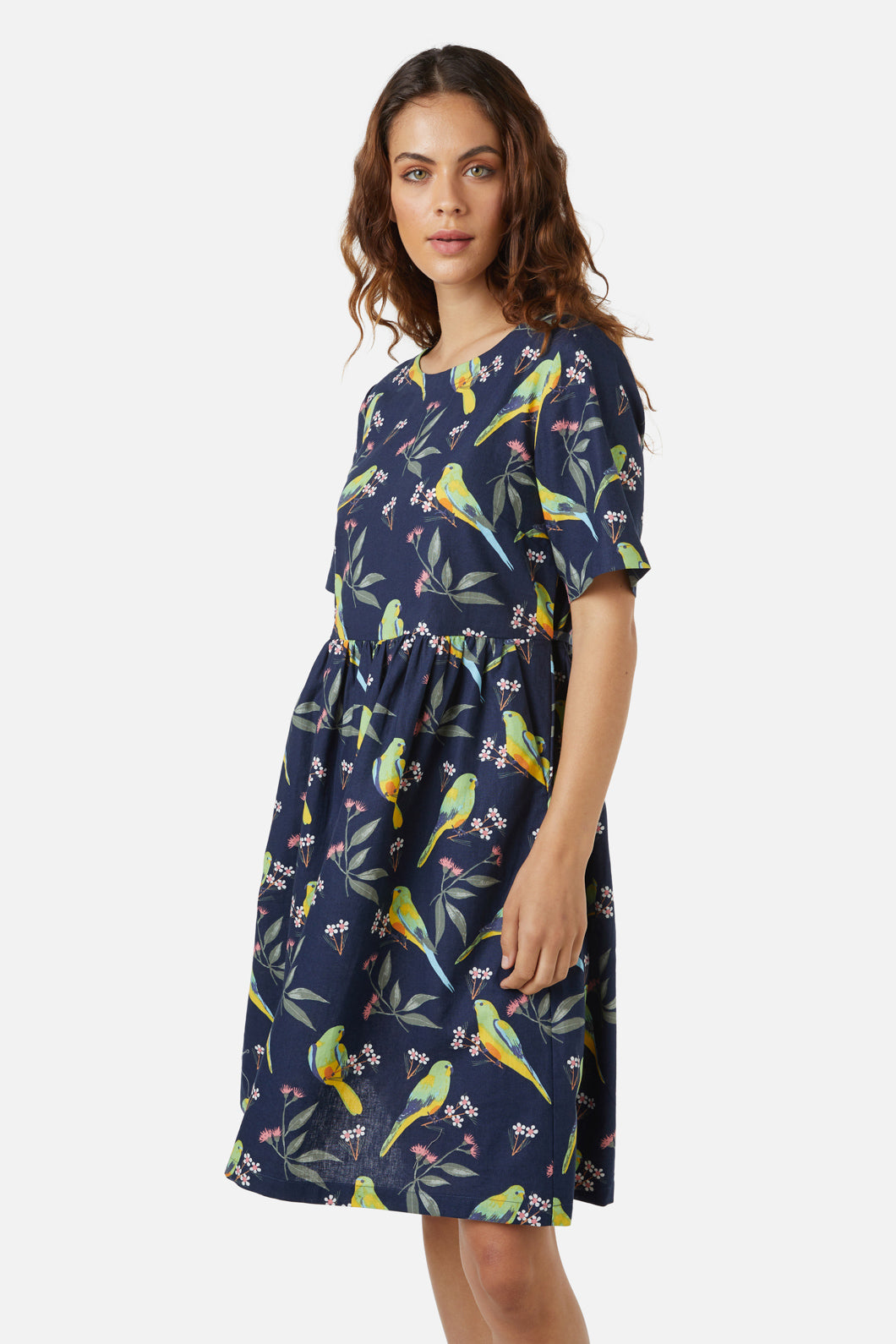 Princess Highway - Parrot Smock Dress - navy