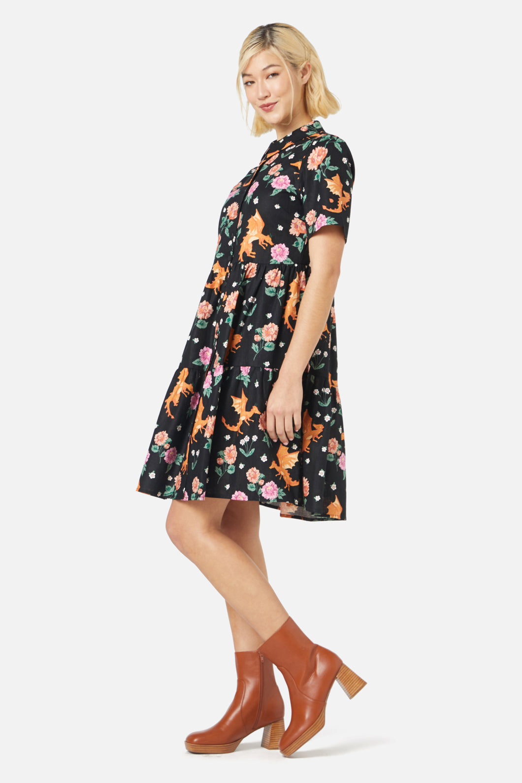 Princess Highway - Dragon Shirt Dress - black
