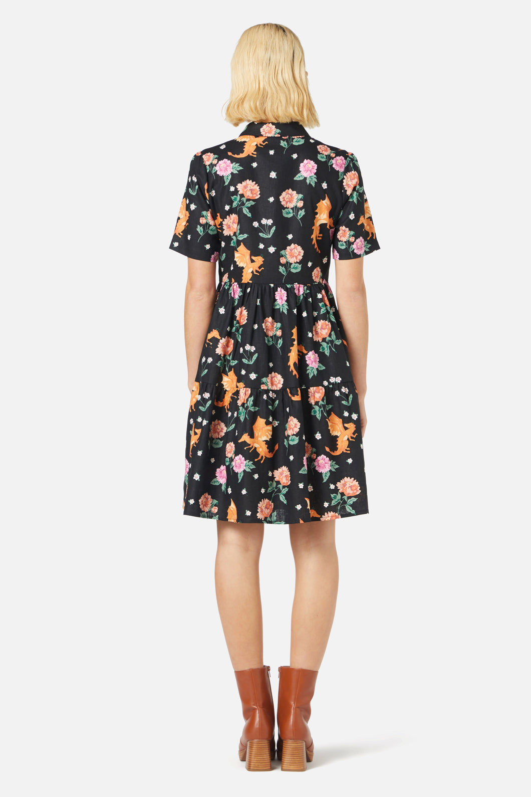 Princess Highway - Dragon Shirt Dress - black