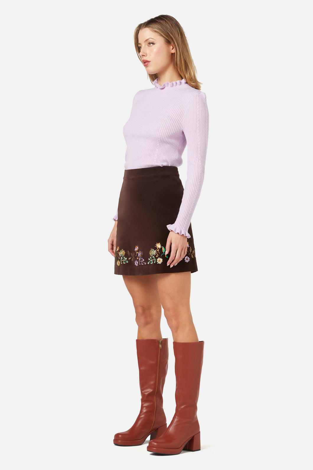 Princess Highway - Cindy Velvet Skirt - chocolate