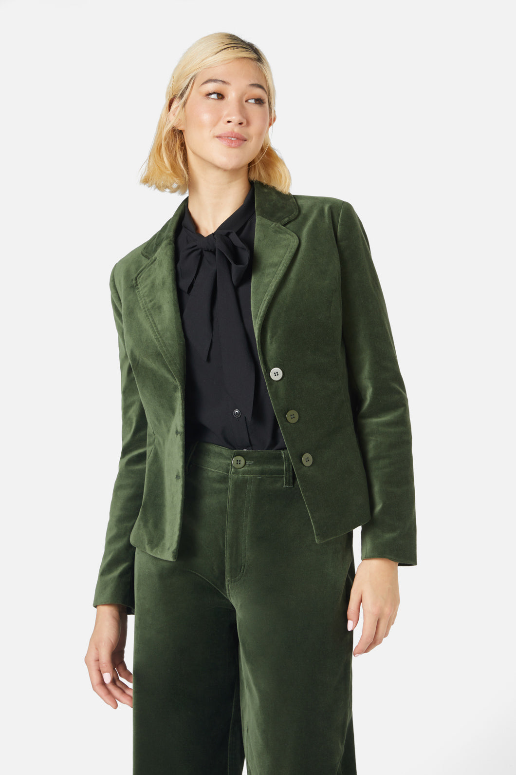 Princess Highway - Rachel Velvet Blazer - forest