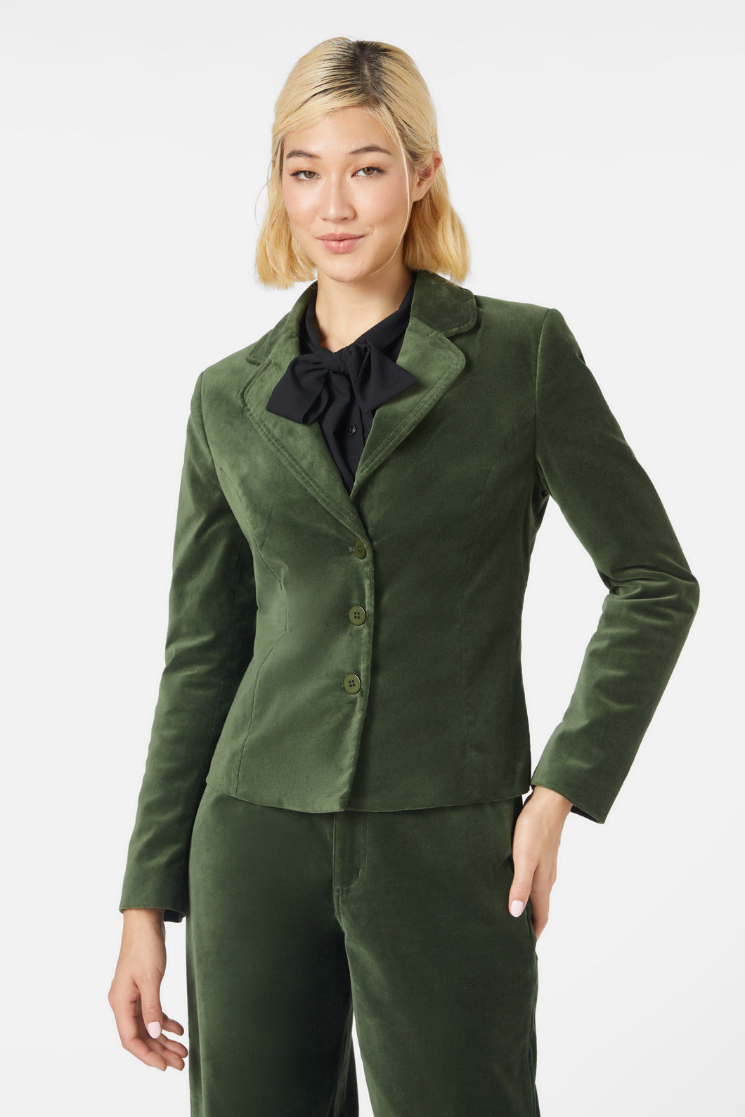 Princess Highway - Rachel Velvet Blazer - forest