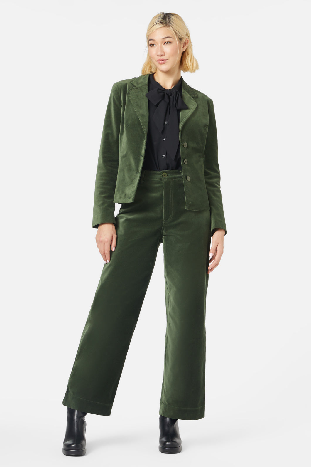 Princess Highway - Rachel Velvet Blazer - forest