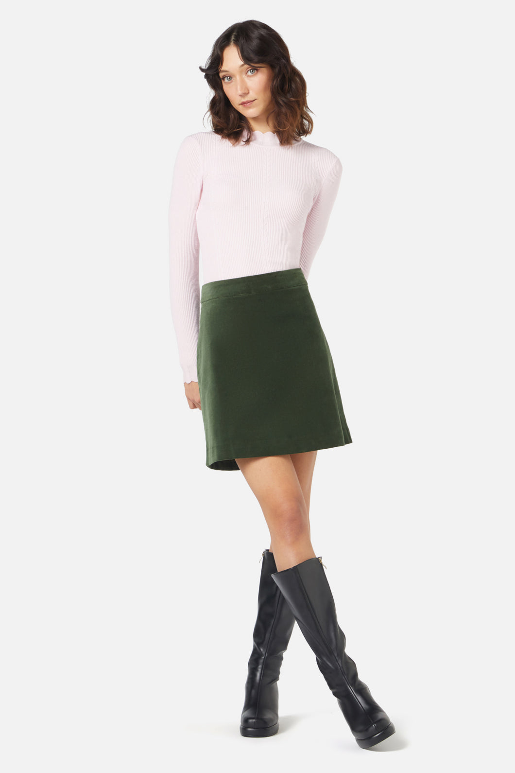 Princess Highway - Rachel Velvet Skirt - forest