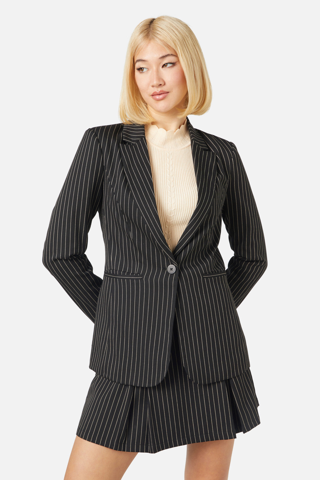 Princess Highway - Abigail Pinstripe Jacket - black