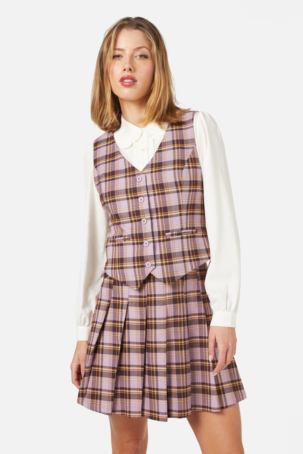 Princess Highway - Jeannie Check Vest - lilac