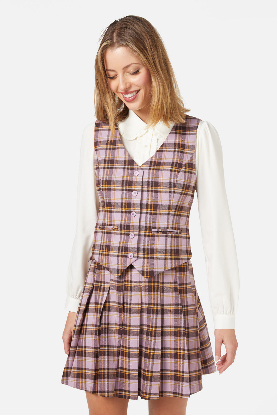 Princess Highway - Jeannie Check Vest - lilac