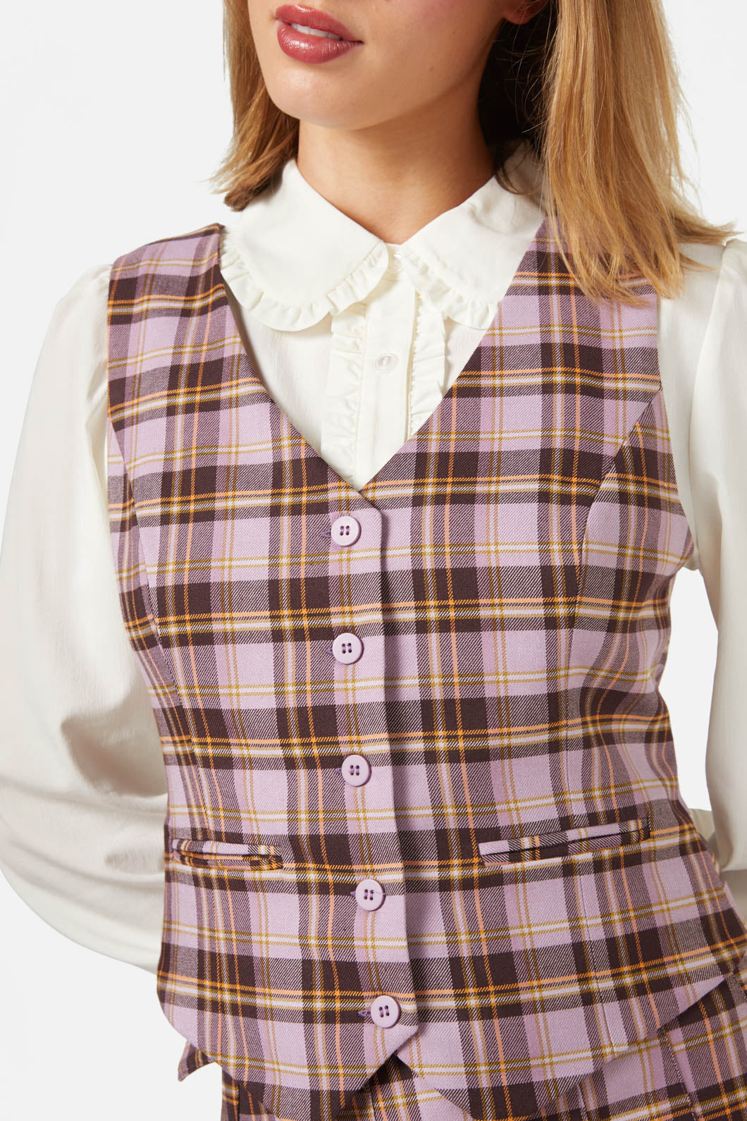 Princess Highway - Jeannie Check Vest - lilac
