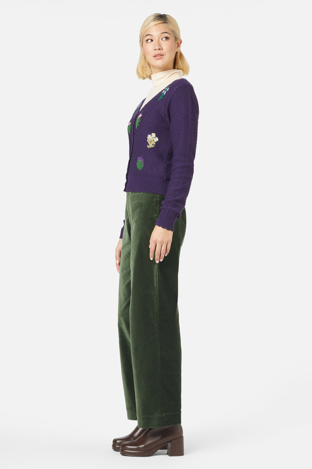 Princess Highway - Herb Embroidered Cardi - purple