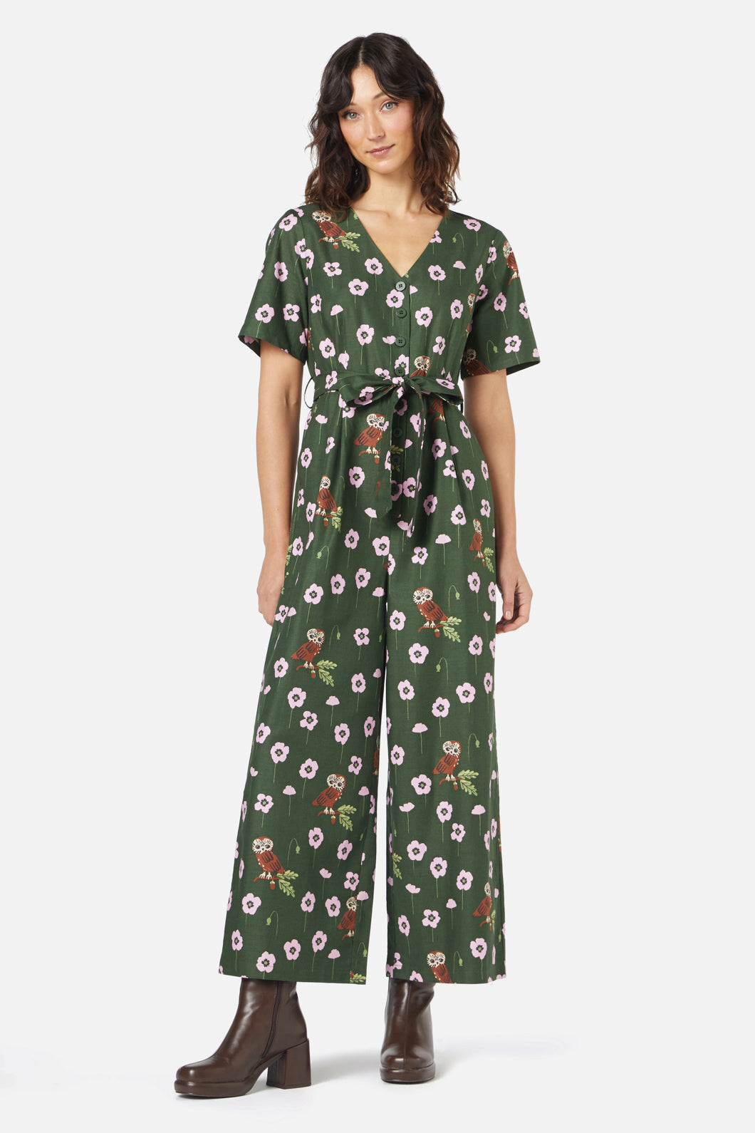 Princess Highway - Poppy Owl Jumpsuit - green